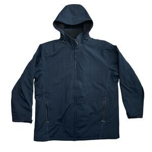 Weatherproof Navy Blue Long Rain Coat with Double Zippers XXL